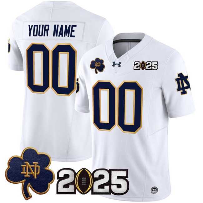 Men%27s Notre Dame Fighting Irish ACTIVE PLAYER Custom White F.U.S.E. 2025 CFP Final Patch Limited Stitched Football Jersey